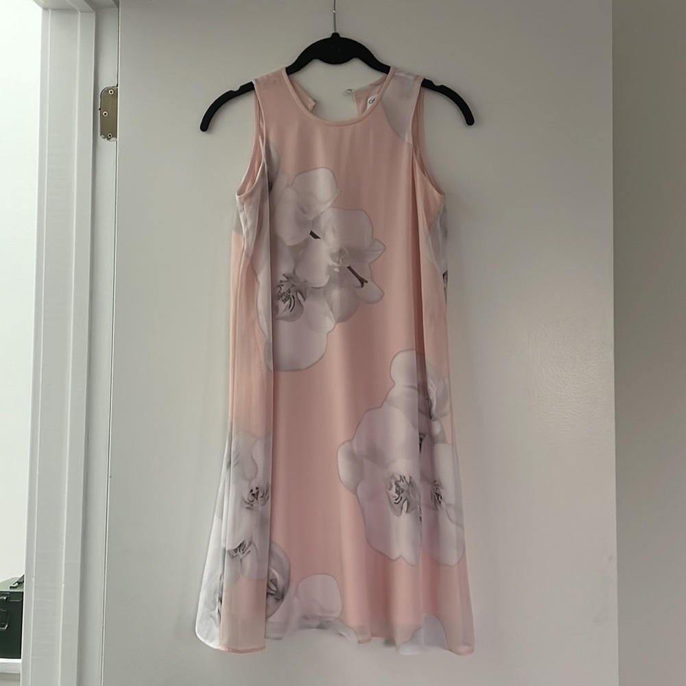 Calvin Klein Chiffon Trapeze Dress Floral